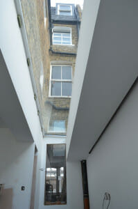 View through ceiling window