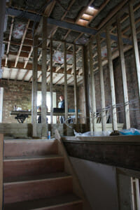 Wooden studwork and joists